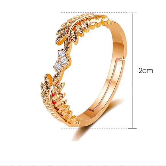 3/$35 Gold Plated Copper Open Ring Heart Leaf Rhinestone Diamond Zirconia - Picture 6 of 6